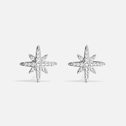 Sterling Silver Eight-pointed Star Stud Earrings for Women