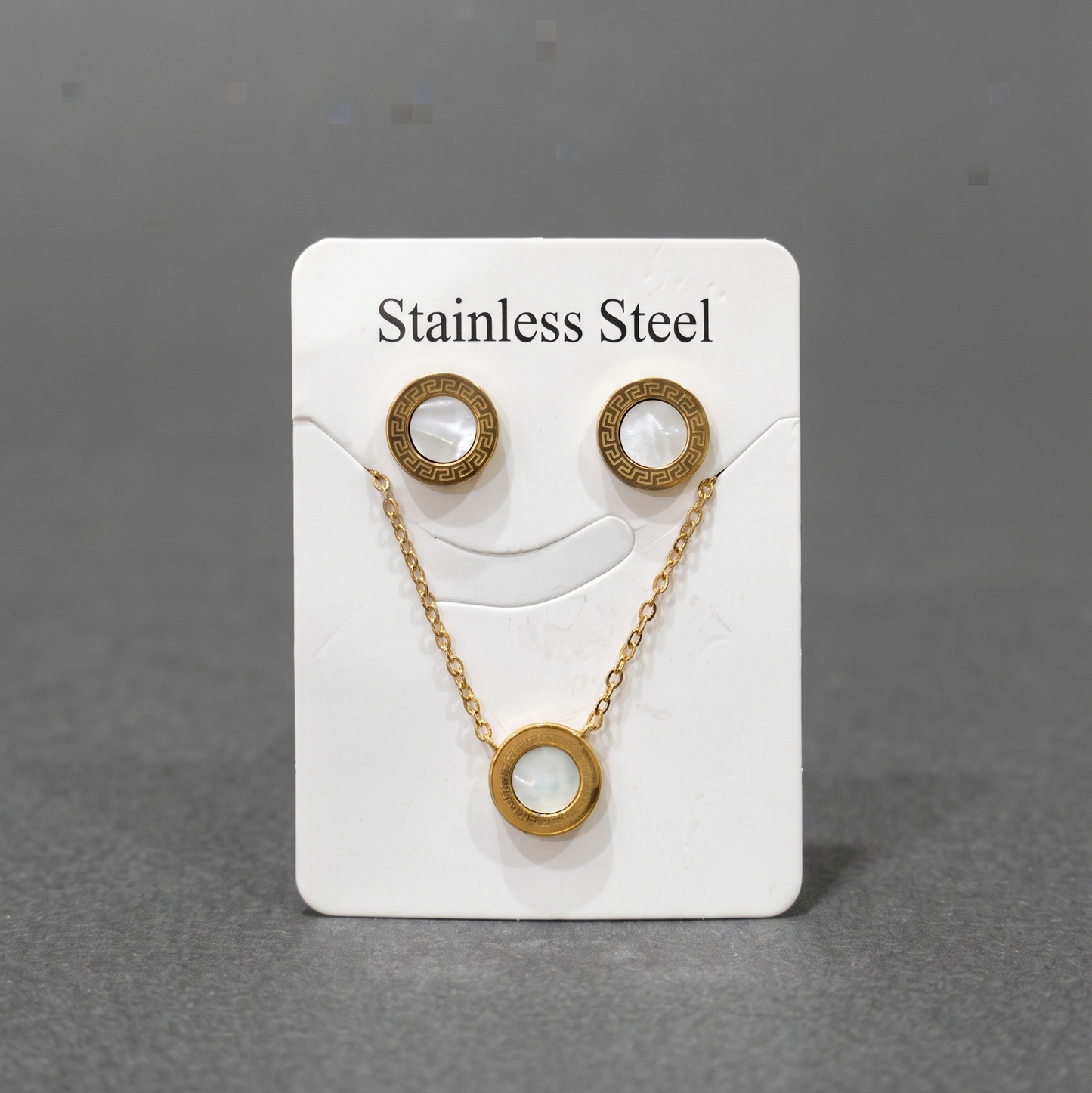 Gold Stainless Steel Necklace & Earring Set