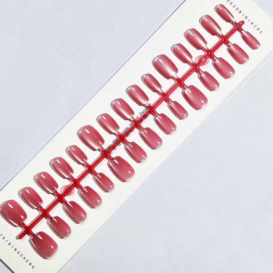 Velvet Deep Burgundy Press-On Nails Set 30 Pieces (T-1001)