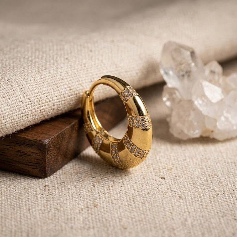 Gold Diamond-Paved Chunky Hoop Earrings