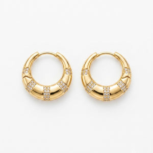Gold Diamond-Paved Chunky Hoop Earrings
