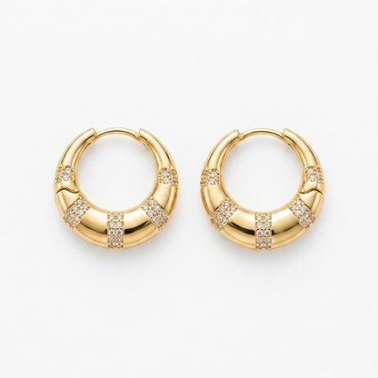 Gold Diamond-Paved Chunky Hoop Earrings