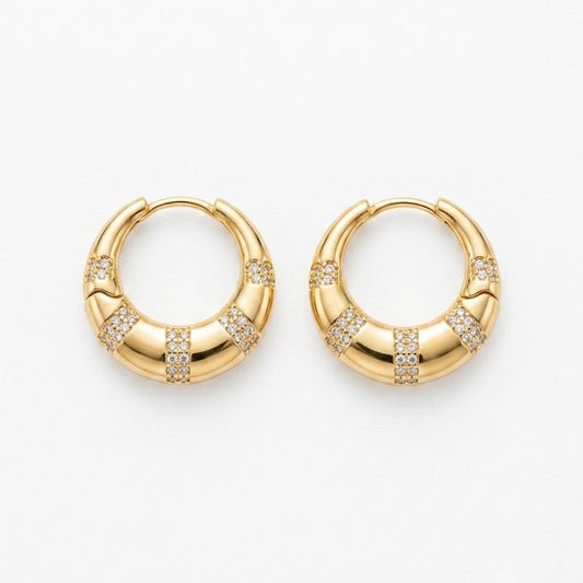 Gold Diamond-Paved Chunky Hoop Earrings