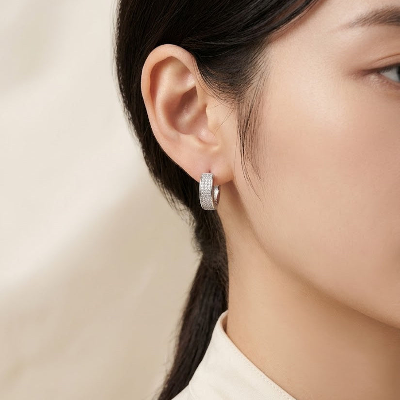 Pave Zircon Huggie Hoop Earrings