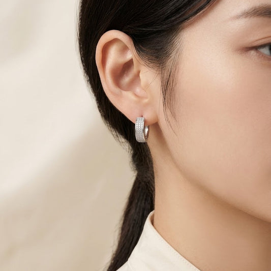 Pave Zircon Huggie Hoop Earrings