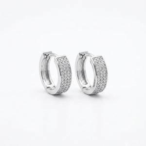 Pave Zircon Huggie Hoop Earrings