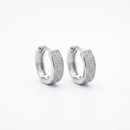 Pave Zircon Huggie Hoop Earrings