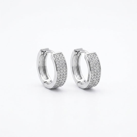 Pave Zircon Huggie Hoop Earrings