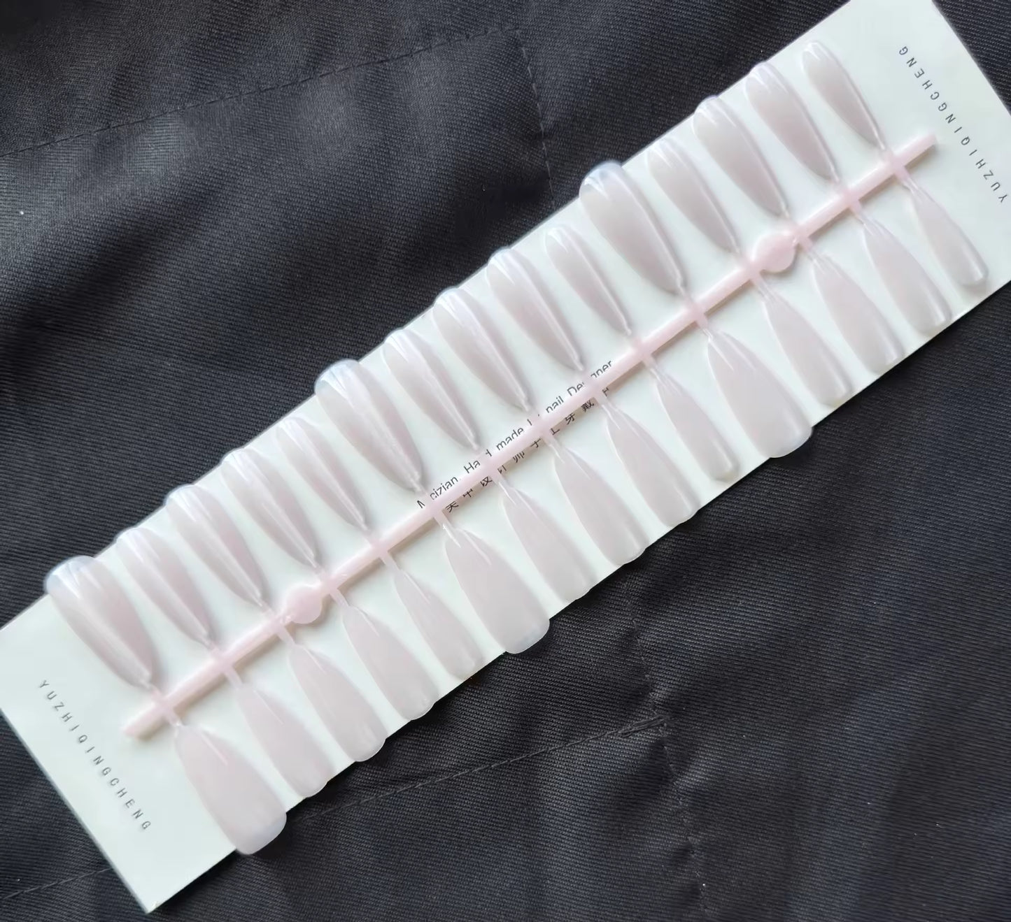 Glossy Milky White Long Almond Press-On Nails Set 30 Pieces (C046)