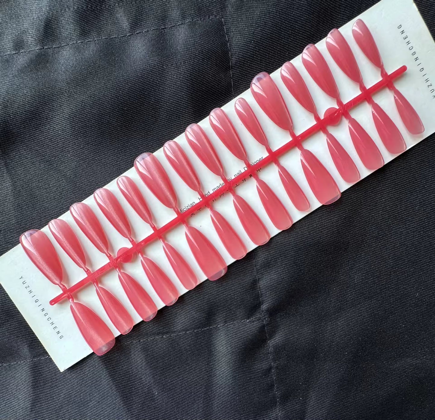 Chic Sheer Pink Long Almond Press-On Nails Set 30 Pieces (C262)