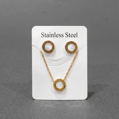 Gold Stainless Steel Necklace & Earring Set