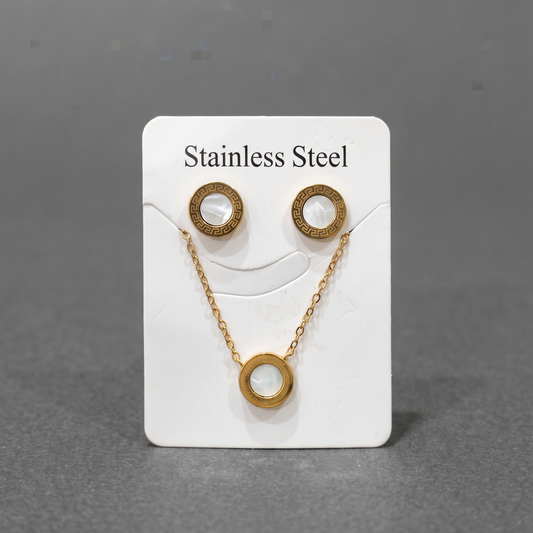 Gold Stainless Steel Necklace & Earring Set