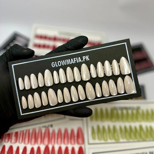 Glossy Pearl Cat-Eye Press-On Nails Set 30 Pieces (T1043)