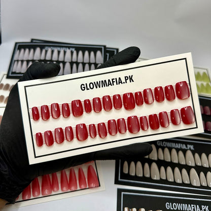 Velvet Deep Burgundy Press-On Nails Set 30 Pieces (T-1001)