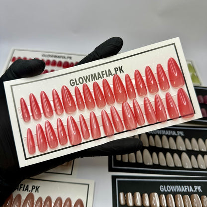 Chic Sheer Pink Long Almond Press-On Nails Set 30 Pieces (C262)