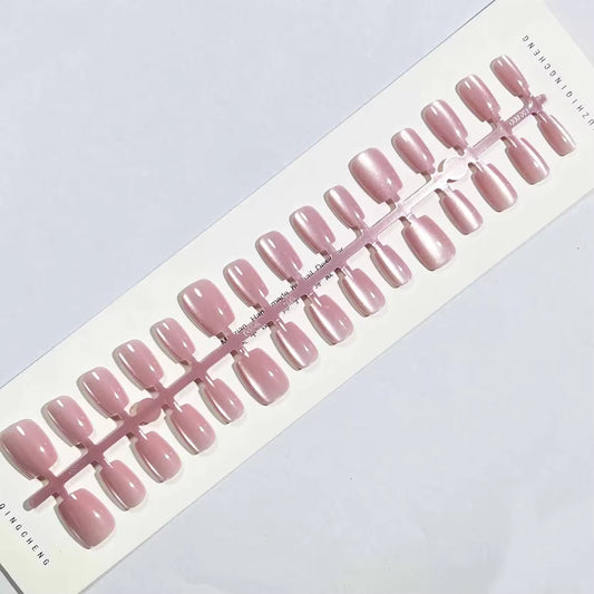 Velvet Pearl Pale Pink Press-On Nails Set 30 Pieces (T1016)