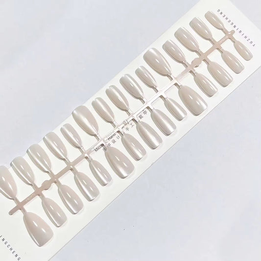 Glossy Pearl Cat-Eye Press-On Nails Set 30 Pieces (T1043)