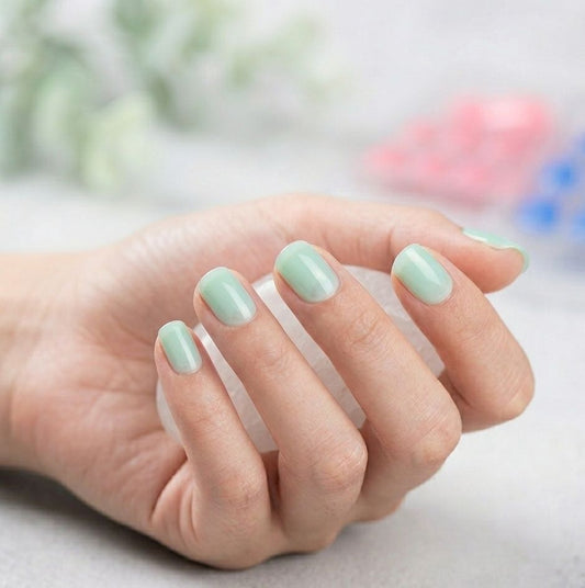 Glossy Lime Green Square Fake Nails Press-On Set 24 pcs - Free Sticker Sheet