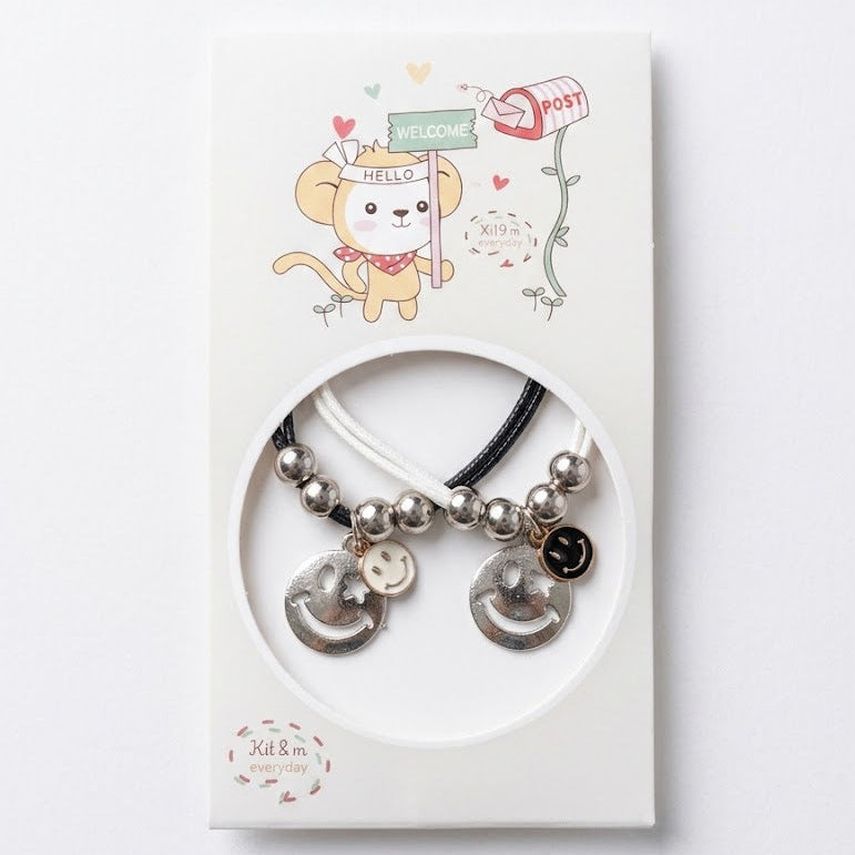 Minimalist Smiley Face Cord Bracelet Set