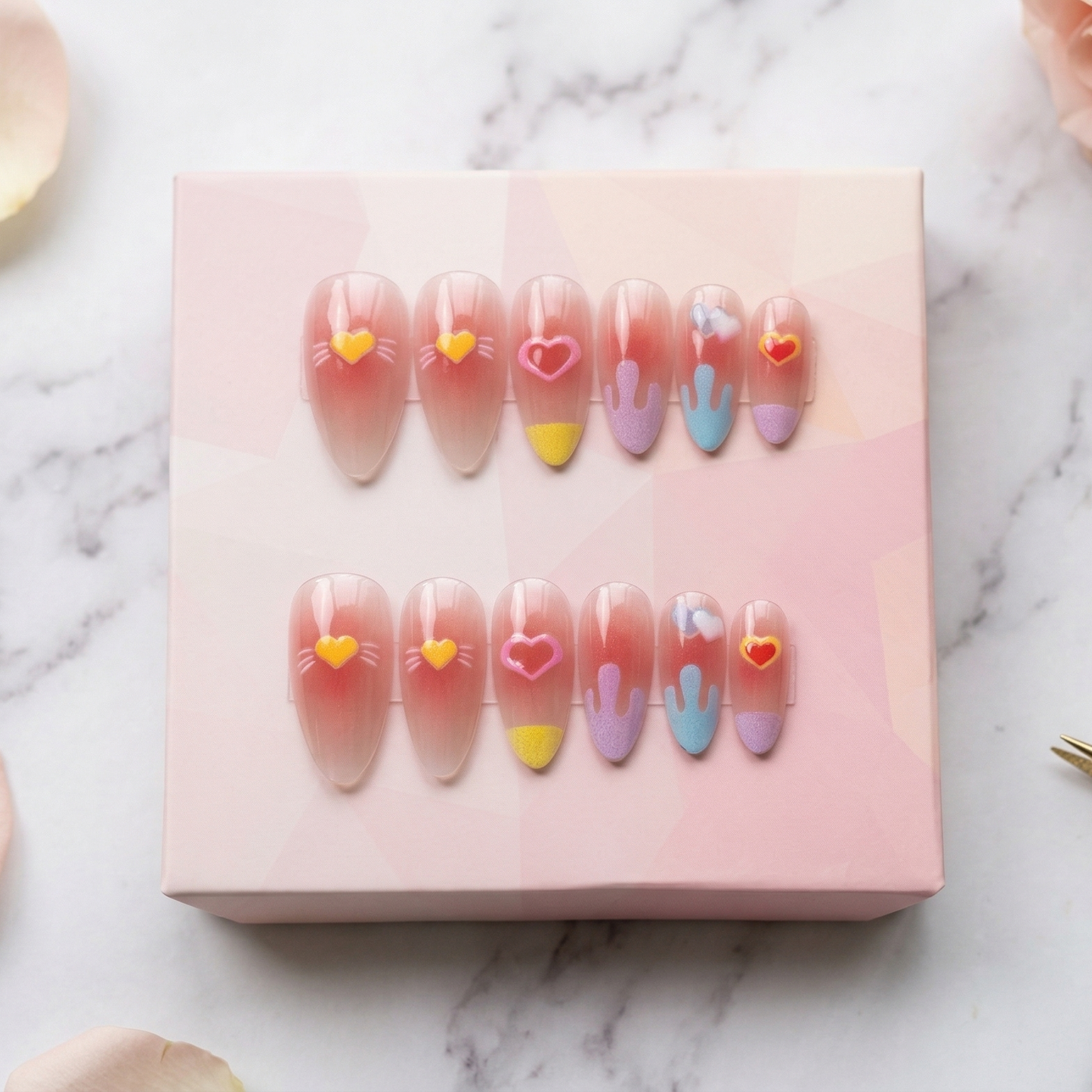 fake nails pink