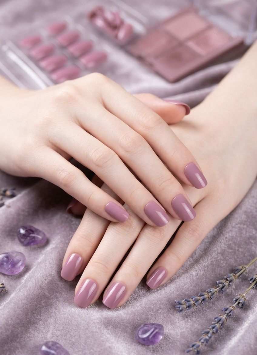 purple pink fake nail