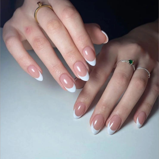 Classic nude French Press-On Nails Set 30 pcs - Free Sticker Sheet