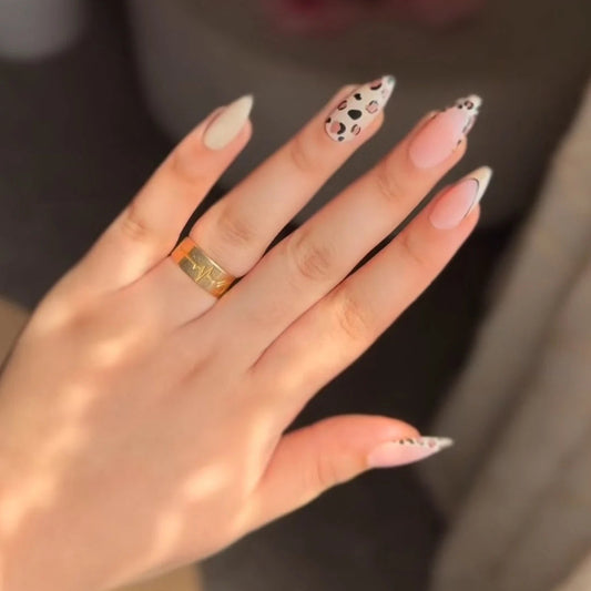 Leopard french Press-On Nails Set 30 pcs - Free Sticker Sheet