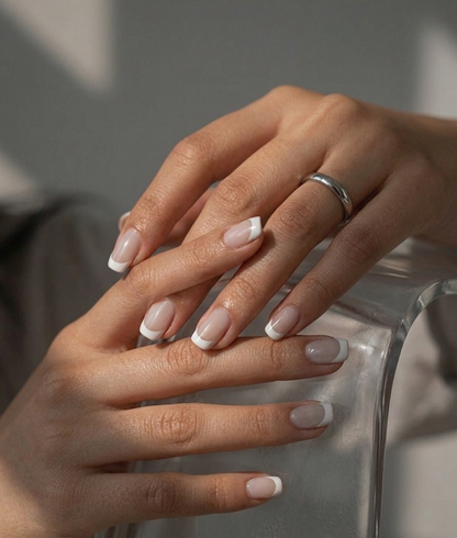 Classic White French Tip Press-On Nails 24 pcs - Sticker Sheet included