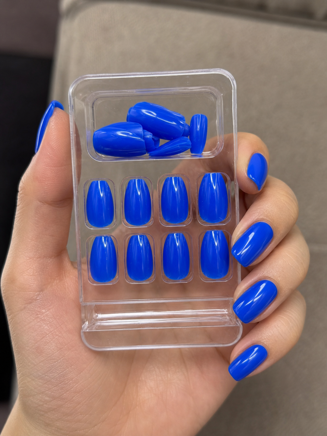 Midnight Blue Press-On nails Set 12 pcs - Free Sticker Sheet