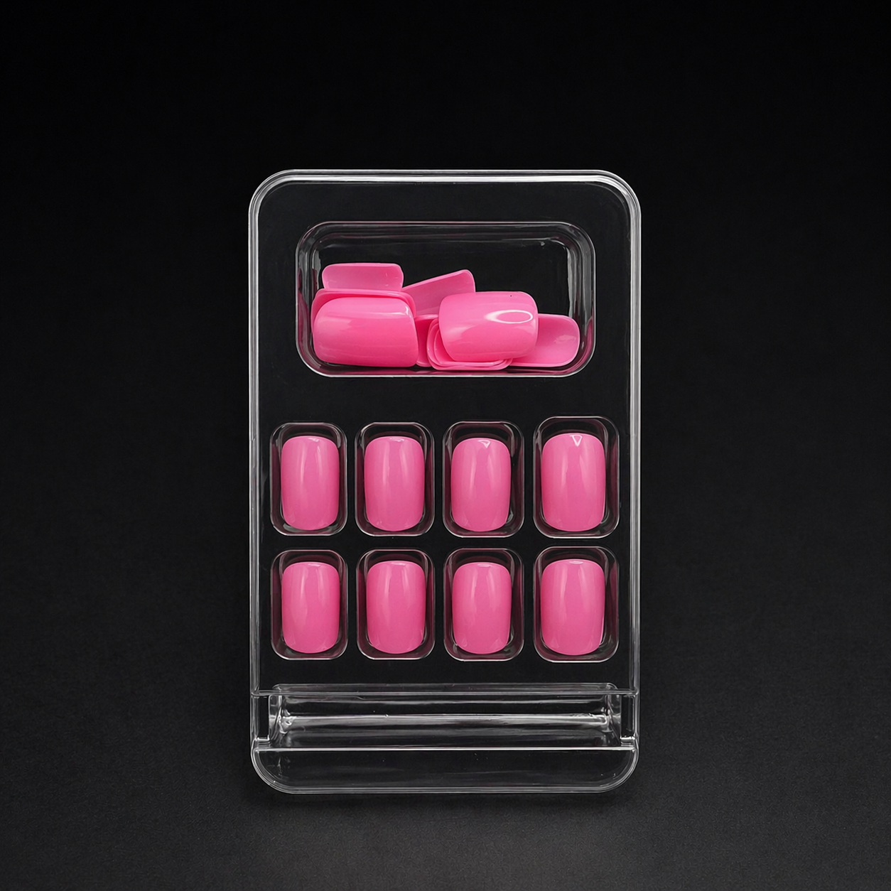 Glossy Barbie Pink Square press on nails 24 pcs - Free Sticker Sheet