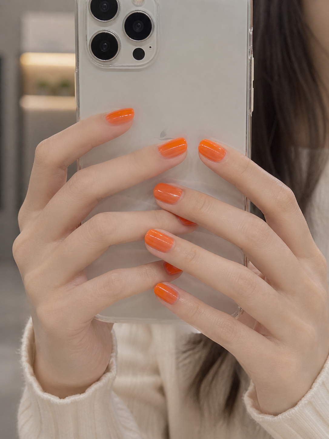 Vibrant Pumpkin Orange Press-On Set 24 pcs - Free Sticker Sheet