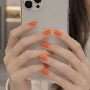 Vibrant Pumpkin Orange Press-On Set 24 pcs - Free Sticker Sheet