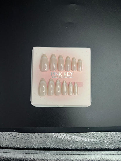 Cat Eye Nude French Press-On nails Set 12 pcs - Free Sticker Sheet