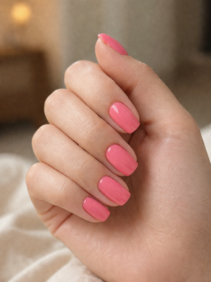 Soft Rose Pink Square Press-On Nails Press-On Set 24 pcs - Free Sticker Sheet