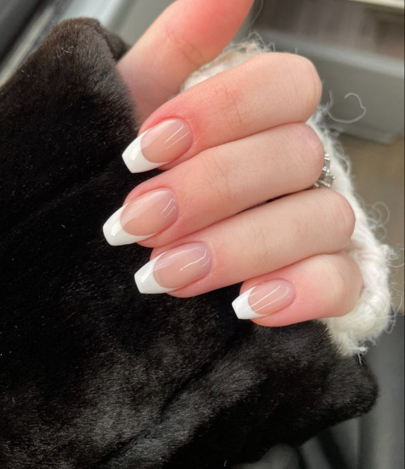 Ombré French Square Press-On Nails Set 15 pcs - Free Sticker Sheet